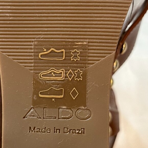 Aldo Brown Leather Wedge Sandals – Size 6.5 / 37 – Made in Brazil – NEW - Picture 8 of 10